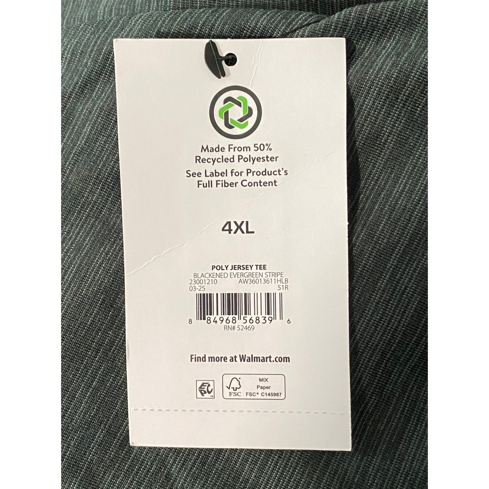 Athletic Works Mens Active Performance Jersey Tee 4XL Blackened Evergreen Stripe - Picture 6 of 8